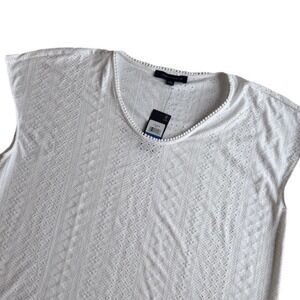 Tommy Hilfiger Women's White Eyelet Top XL Casual Summer Stretch Classic